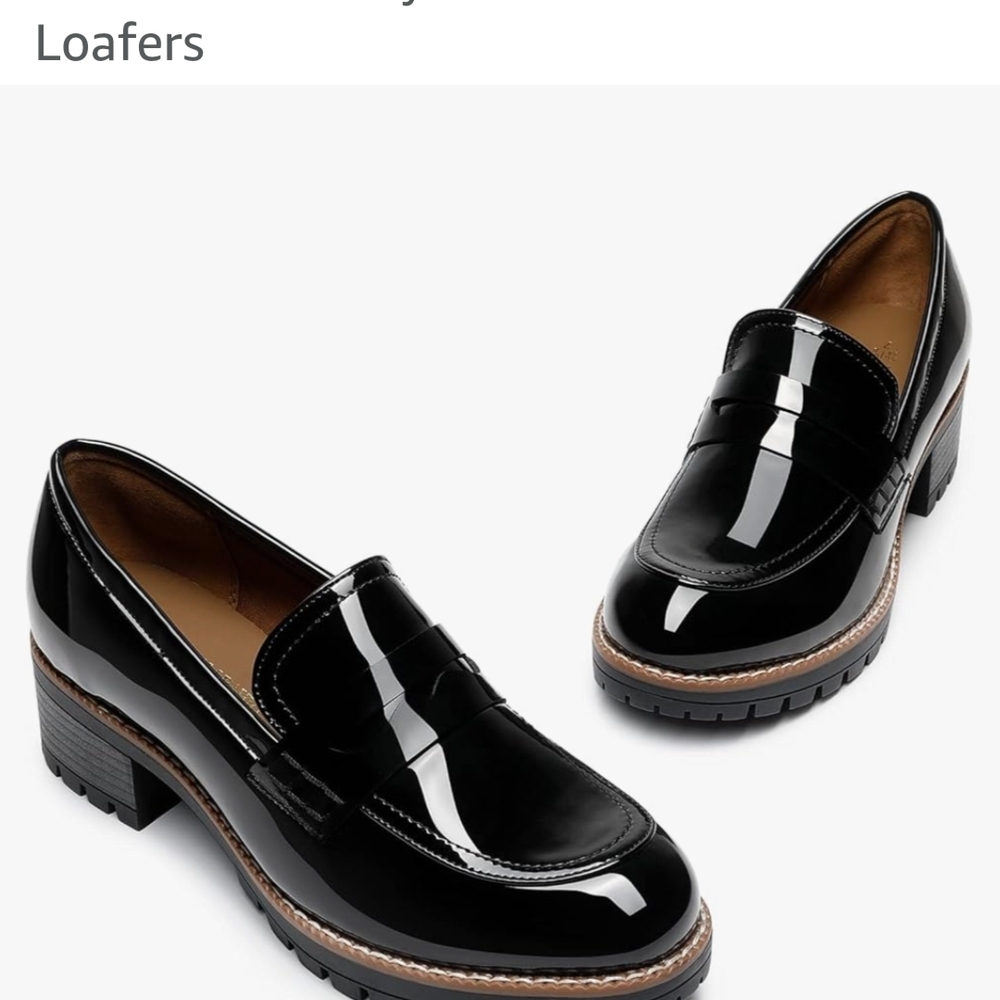 Dream Pairs Glossy Black Loafers